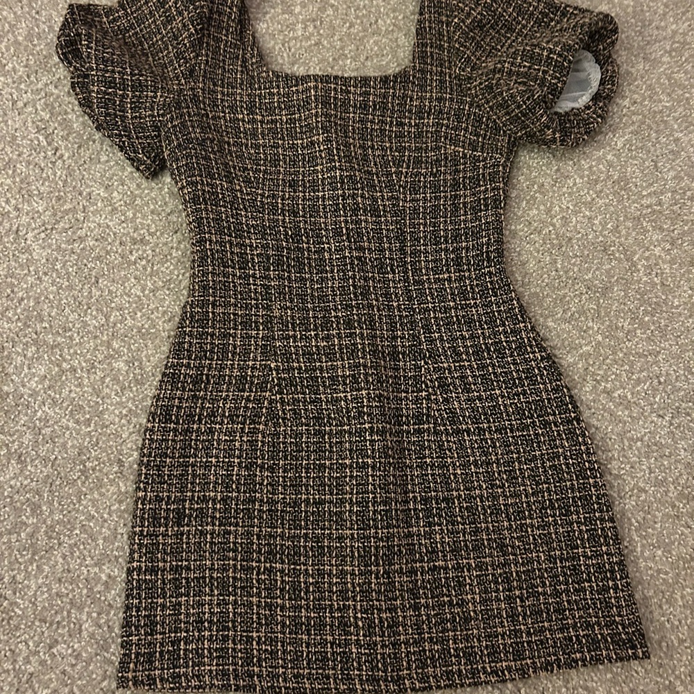 SHEIN Brown Tweed Mini Dress